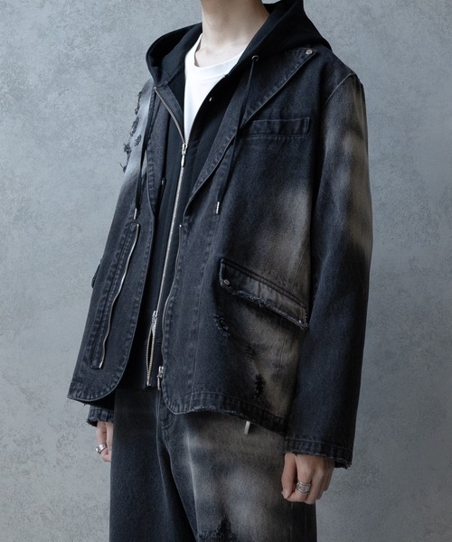 PHILTHEORY(フィルセオリー)の「Bleach & paint gimmick tailored jacket/ブリーチ&ペイントギミックテーラードジャケット(テーラードジャケット・メンズ・ブラック系/ブラック・3/2/1)」の15枚目の写真