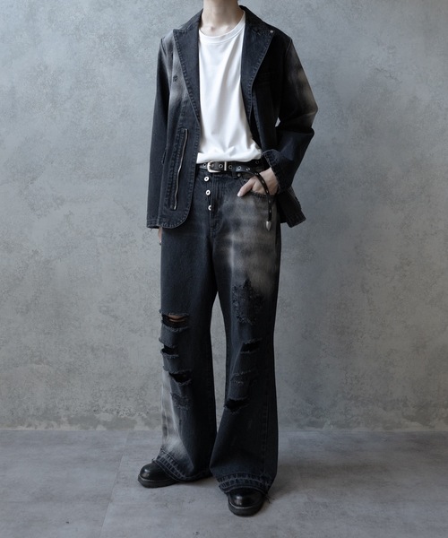 Bleach & paint gimmick tailored jacket/ブリーチ＆ペイントギミック 