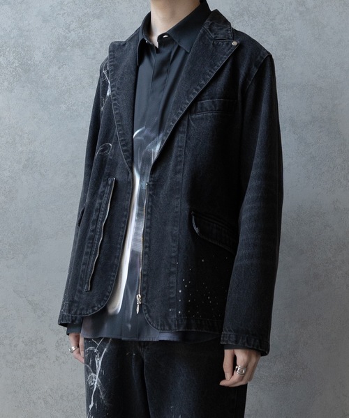 PHILTHEORY(フィルセオリー)の「Bleach & paint gimmick tailored jacket/ブリーチ&ペイントギミックテーラードジャケット(テーラードジャケット・メンズ・ブラック系/ブラック・3/2/1)」の6枚目の写真