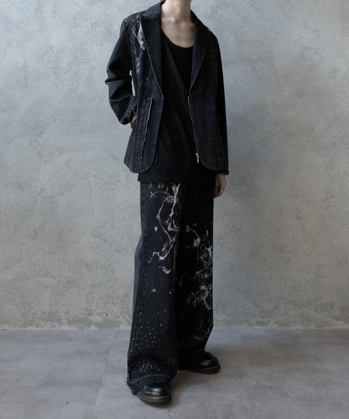 PHILTHEORY(フィルセオリー)の「Bleach & paint gimmick tailored jacket/ブリーチ&ペイントギミックテーラードジャケット(テーラードジャケット・メンズ・ブラック系/ブラック・3/2/1)」の9枚目の写真