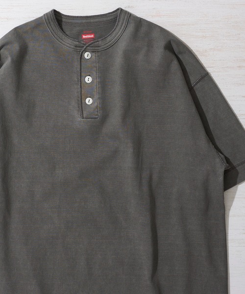Healthknit(ヘルスニット)の「【Healthknit】Henleyneck S/S Tee Sulfur dye / 硫化染め ヘンリーネック Tシャツ(Tシャツ/カットソー・メンズ・ブラック/ライトグレー・MEDIUM/LARGE/X-LARGE)」の2枚目の写真