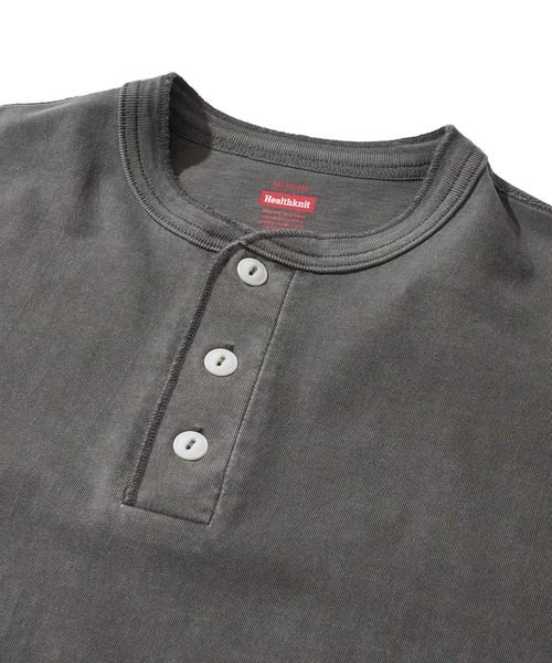 Healthknit(ヘルスニット)の「【Healthknit】Henleyneck S/S Tee Sulfur dye / 硫化染め ヘンリーネック Tシャツ(Tシャツ/カットソー・メンズ・ブラック/ライトグレー・MEDIUM/LARGE/X-LARGE)」の7枚目の写真