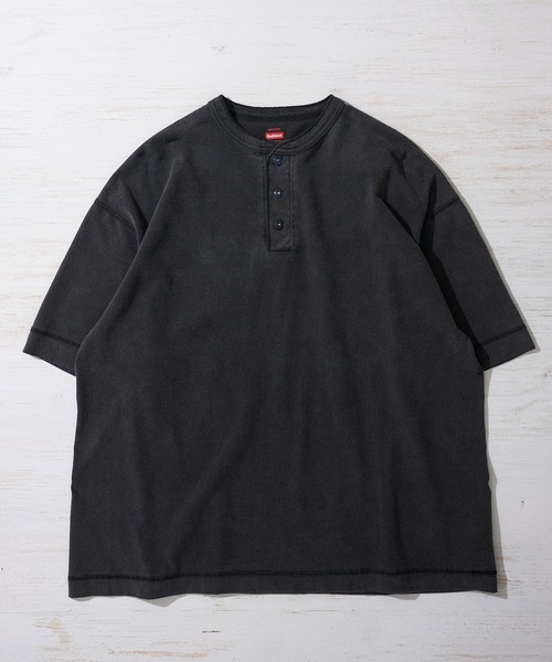 Healthknit(ヘルスニット)の「【Healthknit】Henleyneck S/S Tee Sulfur dye / 硫化染め ヘンリーネック Tシャツ(Tシャツ/カットソー・メンズ・ブラック/ライトグレー・MEDIUM/LARGE/X-LARGE)」の3枚目の写真