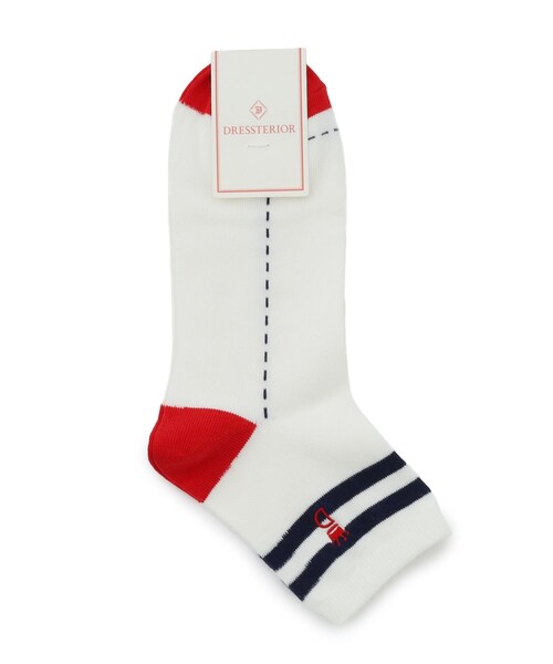DRESSTERIOR（ドレステリア）の「ステッチ柄　ハーフソックス（ソックス/靴下・メンズ・ネイビー/ホワイト/レッド系1/グレー・00）」の2枚目の写真