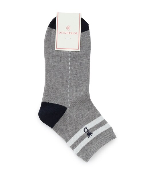 DRESSTERIOR（ドレステリア）の「ステッチ柄　ハーフソックス（ソックス/靴下・メンズ・ネイビー/ホワイト/レッド系1/グレー・00）」の5枚目の写真