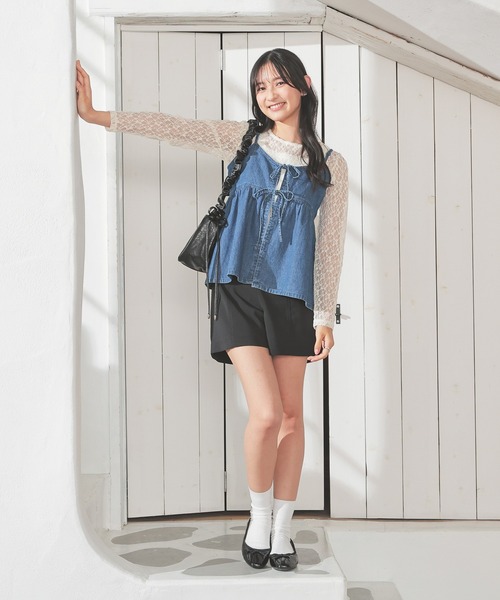 Honeys（ハニーズ）の「総レーストップス（Tシャツ/カットソー・レディース・ホワイト/ブラック/アイボリー/ピンク・L/M/S）」の12枚目の写真