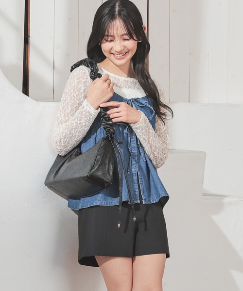 Honeys（ハニーズ）の「総レーストップス（Tシャツ/カットソー・レディース・ホワイト/ブラック/アイボリー/ピンク・L/M/S）」の14枚目の写真