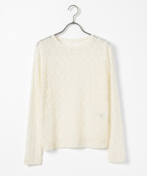 Honeys（ハニーズ）の「総レーストップス（Tシャツ/カットソー・レディース・ホワイト/ブラック/アイボリー/ピンク・L/M/S）」の22枚目の写真