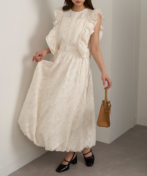 MAGASIN DE MODE Chou Chou(マガジンデモードシュシュ)の「【MAGASIN DE MODE Chou Chou】フリンジジャガードバルーンスカート XNN※(スカート・レディース・アイボリー/ブラック・FREE)」の8枚目の写真