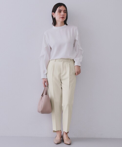 OPAQUE.CLIP（オペークドットクリップ）の「《通勤・セレモニー対応/セットアップ対応》ステップヘムテーパードパンツ【洗濯機洗い可】（その他パンツ・レディース・ブラック/オフホワイト・40/38/42/36）」の8枚目の写真