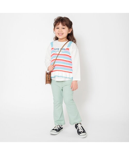 BREEZE（ブリーズ）の「【2Pセット/ジュニア対応】ニットベストロンT（Tシャツ/カットソー・キッズ・オレンジ/オフホワイト・80/90/100/110/120/130/140）」の3枚目の写真