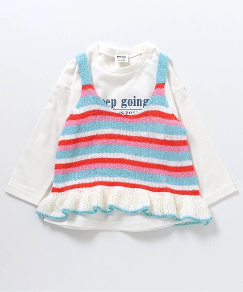 BREEZE（ブリーズ）の「【2Pセット/ジュニア対応】ニットベストロンT（Tシャツ/カットソー・キッズ・オレンジ/オフホワイト・80/90/100/110/120/130/140）」の8枚目の写真