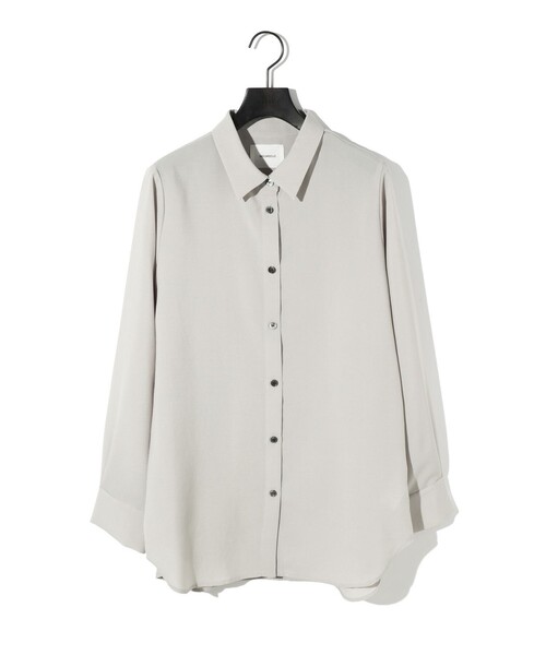 MIDIUMISOLID（ミディウミソリッド）の「MIDIUMISOLID for Ladies ベーシックロングシャツ（シャツ/ブラウス・レディース・ライトベージュ/ブラック・FREE）」の3枚目の写真