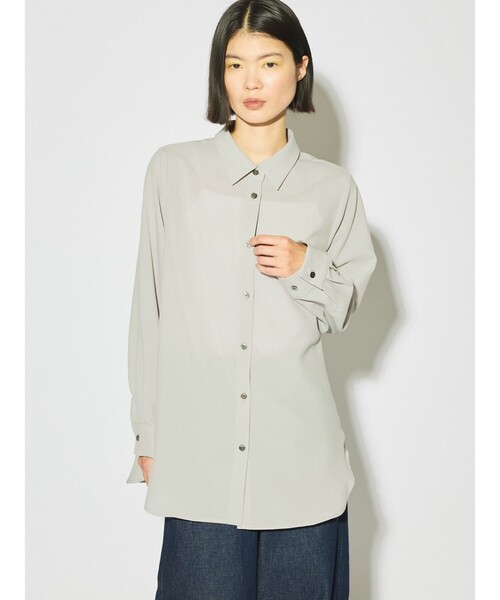MIDIUMISOLID（ミディウミソリッド）の「MIDIUMISOLID for Ladies ベーシックロングシャツ（シャツ/ブラウス・レディース・ライトベージュ/ブラック・FREE）」の5枚目の写真