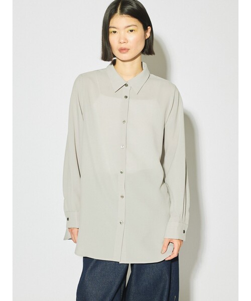 MIDIUMISOLID（ミディウミソリッド）の「MIDIUMISOLID for Ladies ベーシックロングシャツ（シャツ/ブラウス・レディース・ライトベージュ/ブラック・FREE）」の6枚目の写真