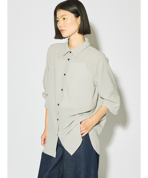 MIDIUMISOLID（ミディウミソリッド）の「MIDIUMISOLID for Ladies ベーシックロングシャツ（シャツ/ブラウス・レディース・ライトベージュ/ブラック・FREE）」の7枚目の写真