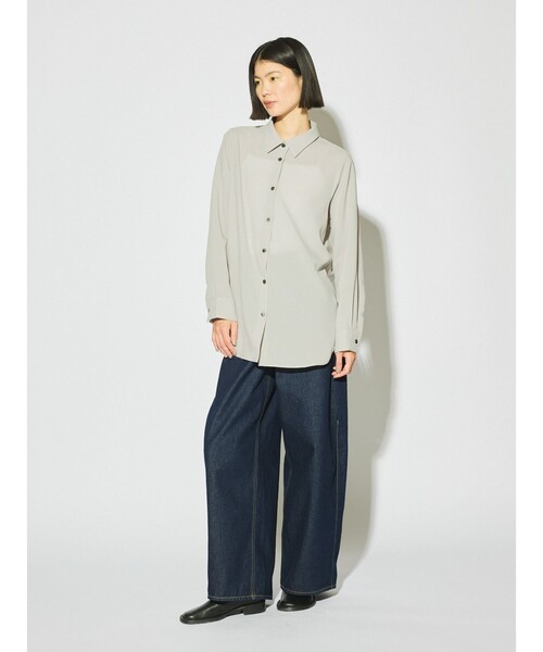 MIDIUMISOLID（ミディウミソリッド）の「MIDIUMISOLID for Ladies ベーシックロングシャツ（シャツ/ブラウス・レディース・ライトベージュ/ブラック・FREE）」の11枚目の写真