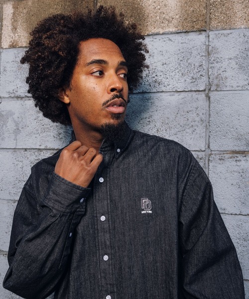 FIRST DOWN（ファーストダウン）の「7.4オンス デニム シャツ（シャツ/ブラウス・メンズ・ライトインディゴブルー/ブラック/インディゴブルー・XL/M/L）」の11枚目の写真