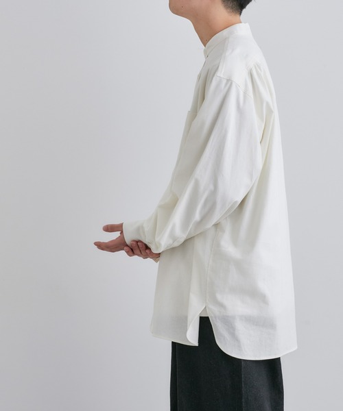 NANO universe（ナノユニバース）の「「Te Ni Wo Ha」nano・universe×片岡 健太(sumika)別注/11s綿麻バンドカラーシャツ（シャツ/ブラウス・メンズ・ホワイト/ネイビー・S/M/L/XL/XXL）」の12枚目の写真