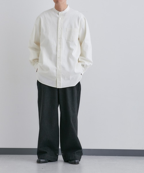 NANO universe（ナノユニバース）の「「Te Ni Wo Ha」nano・universe×片岡 健太(sumika)別注/11s綿麻バンドカラーシャツ（シャツ/ブラウス・メンズ・ホワイト/ネイビー・S/M/L/XL/XXL）」の13枚目の写真