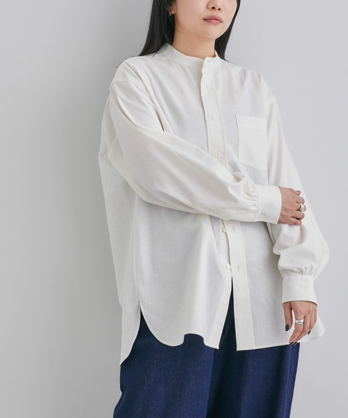 NANO universe（ナノユニバース）の「「Te Ni Wo Ha」nano・universe×片岡 健太(sumika)別注/11s綿麻バンドカラーシャツ（シャツ/ブラウス・メンズ・ホワイト/ネイビー・S/M/L/XL/XXL）」の16枚目の写真