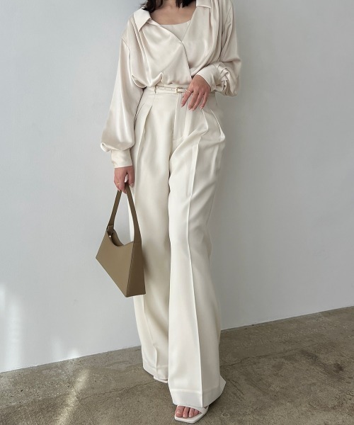 anuans(アニュアンス)の「ツータックワイドパンツ(その他パンツ・レディース・ミント/ピンク/グレー/ブラック/ストライプ/ホワイト系その他・SMALL/X-SMALL/MEDIUM)」の8枚目の写真