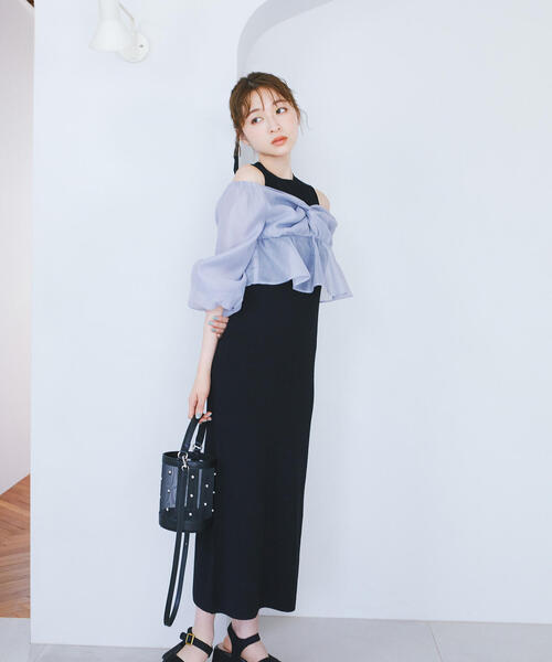 NATURAL BEAUTY BASIC（ナチュラルビューティーベーシック）の「◇シアーブラウス＆ニットワンピース（ワンピース・レディース・ブラウン系その他/ブラック系その他・MEDIUM/P/S）」の11枚目の写真