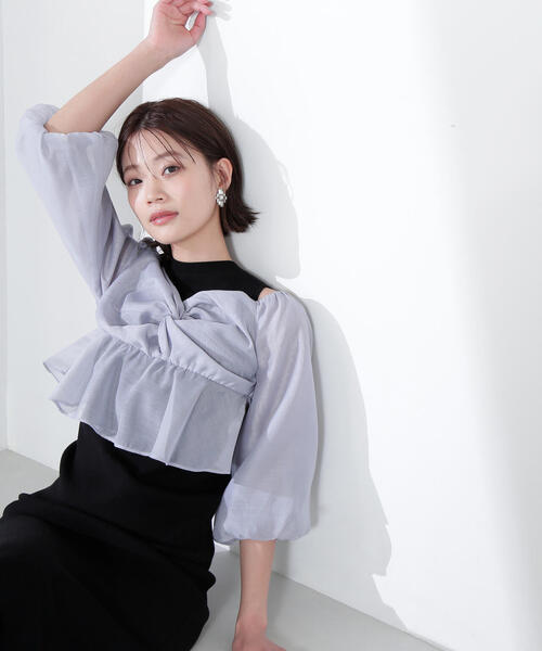 NATURAL BEAUTY BASIC（ナチュラルビューティーベーシック）の「◇シアーブラウス＆ニットワンピース（ワンピース・レディース・ブラウン系その他/ブラック系その他・MEDIUM/P/S）」の12枚目の写真