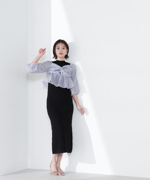 NATURAL BEAUTY BASIC（ナチュラルビューティーベーシック）の「◇シアーブラウス＆ニットワンピース（ワンピース・レディース・ブラウン系その他/ブラック系その他・MEDIUM/P/S）」の16枚目の写真