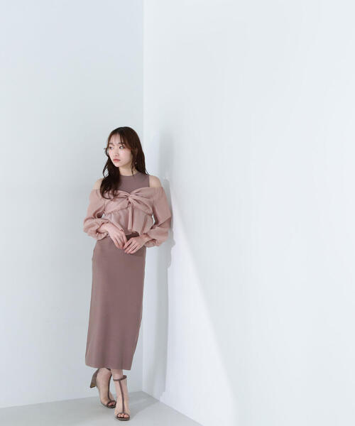 セール】◇シアーブラウス＆ニットワンピース（ワンピース