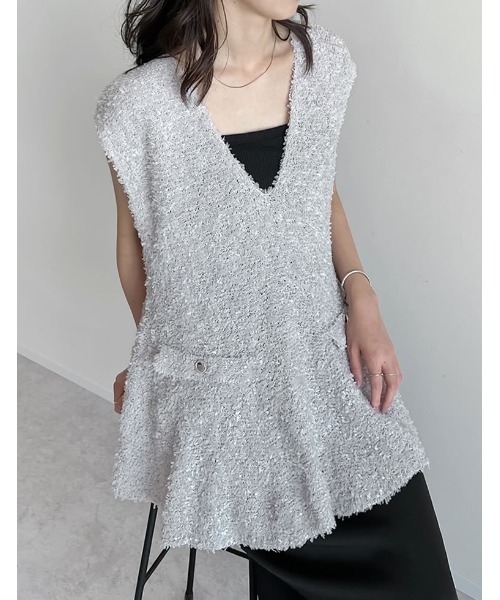 Re:EDIT（リエディ）の「[2025SS COLLECTION]リボンヤーンVネック