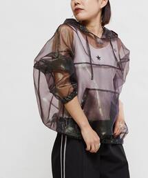 CONVERSE TOKYO | GLITTER SHEER STRIPE ANORAK HOODIE(シャツ/ブラウス)