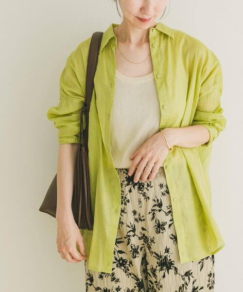 ITEMS URBANRESEARCH（アイテムズ アーバンリサーチ）の「リネンコットンビッグシャツ（シャツ/ブラウス・レディース・オフホワイト/グレー系その他/ネイビー/グリーン系その他・FREE）」の5枚目の写真