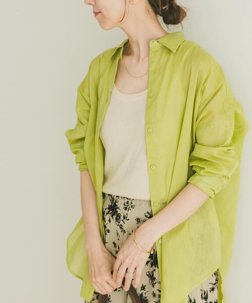 ITEMS URBANRESEARCH（アイテムズ アーバンリサーチ）の「リネンコットンビッグシャツ（シャツ/ブラウス・レディース・オフホワイト/グレー系その他/ネイビー/グリーン系その他・FREE）」の7枚目の写真