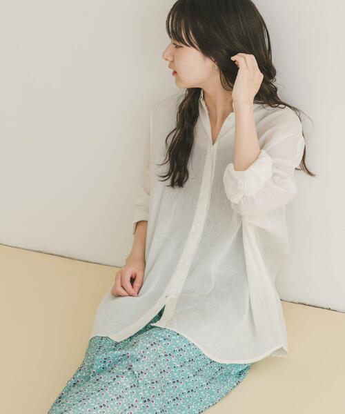 ITEMS URBANRESEARCH（アイテムズ アーバンリサーチ）の「リネンコットンビッグシャツ（シャツ/ブラウス・レディース・オフホワイト/グレー系その他/ネイビー/グリーン系その他・FREE）」の13枚目の写真