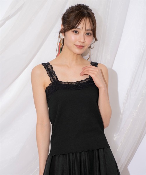 WILLSELECTION（ウィルセレクション）の「レーステレコキャミソール（キャミソール・レディース・ブラック/オフホワイト・FREE）」の2枚目の写真