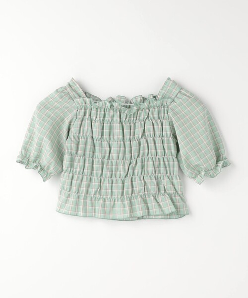 green label relaxing(グリーンレーベルリラクシング)の「チェック シャーリング プルオーバー / キッズ 100cm-130cm(シャツ/ブラウス・キッズ・ライトブルー/ライム・100cm/120cm/110cm/130cm)」の2枚目の写真