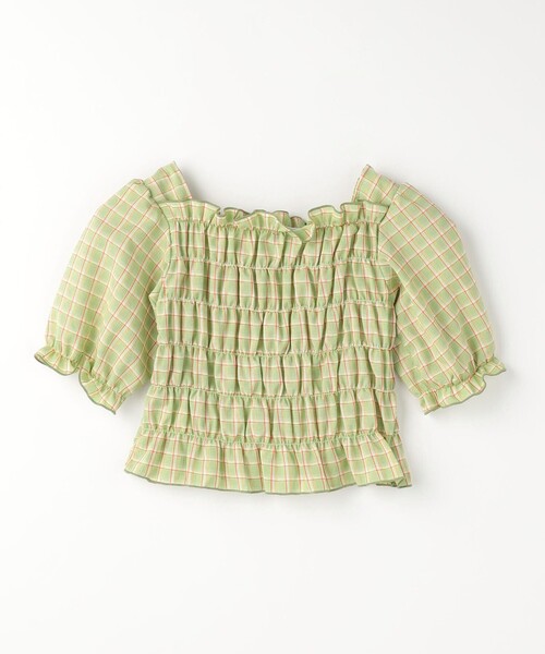 green label relaxing(グリーンレーベルリラクシング)の「チェック シャーリング プルオーバー / キッズ 100cm-130cm(シャツ/ブラウス・キッズ・ライトブルー/ライム・100cm/120cm/110cm/130cm)」の9枚目の写真
