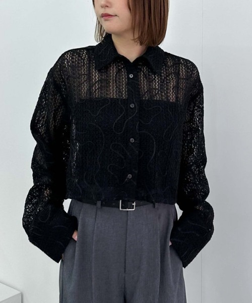 naptime クロップト刺繍Tシャツ　ブラック Amazon.co.jp: Niy Naptime. クロップド刺繍Tシャツ BLACK