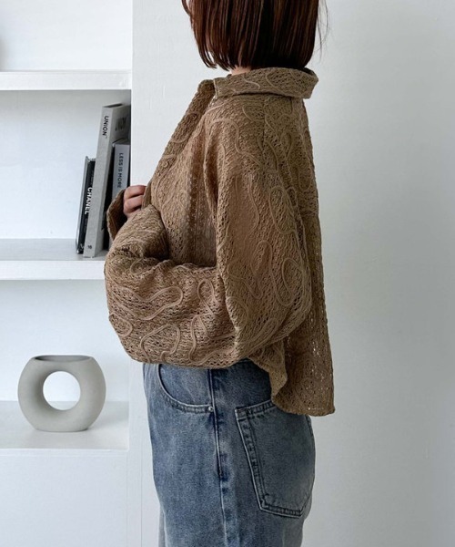 archives（アルシーヴ）の「クロップドコード刺繍シャツ（シャツ/ブラウス・レディース・アイボリー/ブラック/ベージュ・MEDIUM）」の14枚目の写真