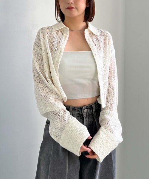 archives（アルシーヴ）の「クロップドコード刺繍シャツ（シャツ/ブラウス・レディース・アイボリー/ブラック/ベージュ・MEDIUM）」の21枚目の写真