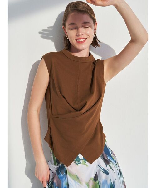売れ筋商品|||エレントレイシー カットソー トップス レディース Women's Cropped Scallop Edge Tank Black ELENDEEK tシャツ ボリュームタックスリーブカットソー