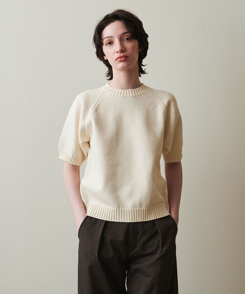 Steven Alan（スティーブンアラン）の「＜Steven Alan＞テープヤーン ハーフスリーブ ニット（ニット/セーター・レディース・ネイビー/モカ/オフホワイト・FREE）」の2枚目の写真