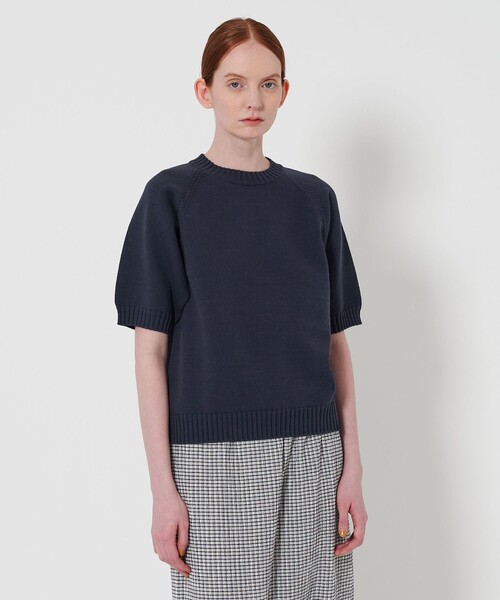 Steven Alan（スティーブンアラン）の「＜Steven Alan＞テープヤーン ハーフスリーブ ニット（ニット/セーター・レディース・ネイビー/モカ/オフホワイト・FREE）」の9枚目の写真