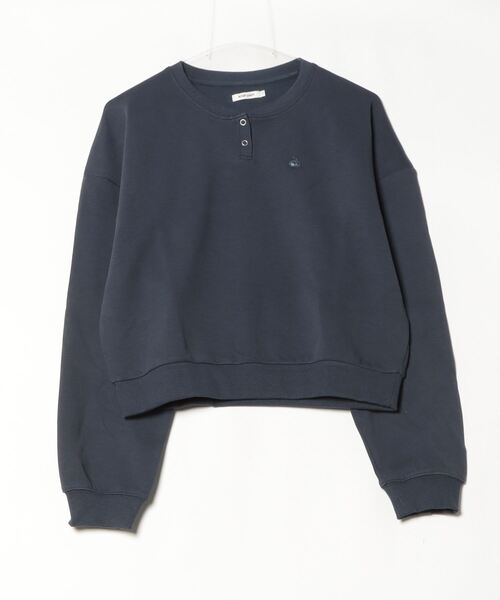KIRSH(キルシー)の「KIRSH PLAIN BUTTON POINT SWEATSHIRT キルシー プレイン ボタン ポイント スウェット(スウェット・レディース・グレー/ダークネイビー・ONE SIZE)」の5枚目の写真