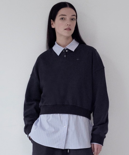 KIRSH(キルシー)の「KIRSH PLAIN BUTTON POINT SWEATSHIRT キルシー プレイン ボタン ポイント スウェット(スウェット・レディース・グレー/ダークネイビー・ONE SIZE)」の14枚目の写真
