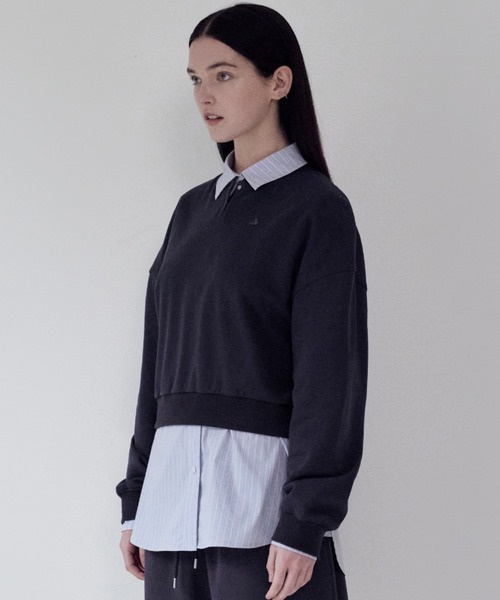 KIRSH(キルシー)の「KIRSH PLAIN BUTTON POINT SWEATSHIRT キルシー プレイン ボタン ポイント スウェット(スウェット・レディース・グレー/ダークネイビー・ONE SIZE)」の12枚目の写真