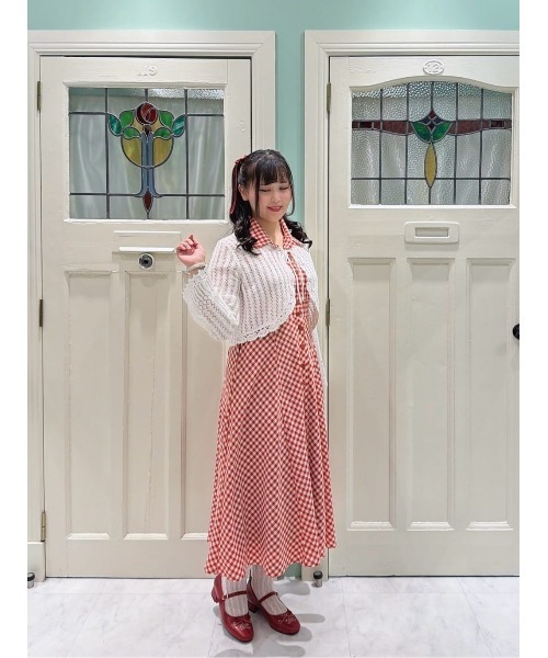 レトロギンガム開衿ワンピース/fint フィント（ワンピース）｜an