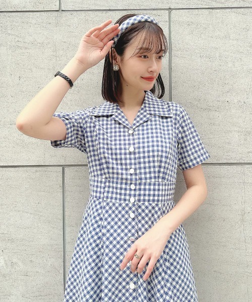 Fi.n.t フィント レトロギンガム開衿ワンピース アンアナザー