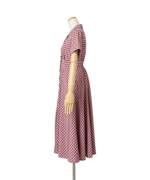 【8/8まで出品】レトロギンガム開衿ワンピース an another angelus レトロギンガム開衿ワンピース【洗える
